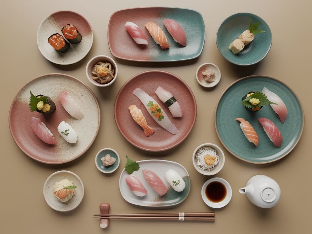 Selezione omakase con nigiri, sashimi e piccoli piatti